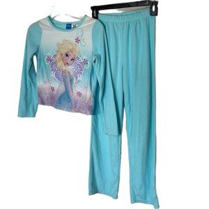 2/$27 Disney Frozen Elsa Pajamas Pjs Girls 10/12 Fleece Fall Winter Blue Purple